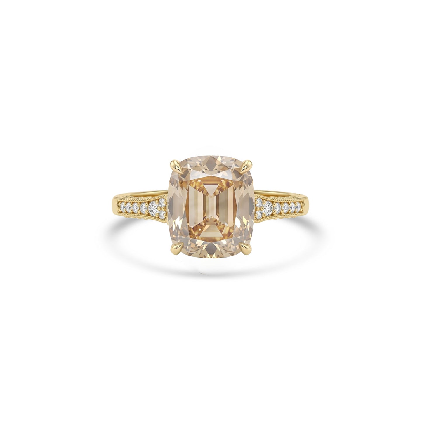 Starfall Champagne Old Mine Cushion Diamond Ring
