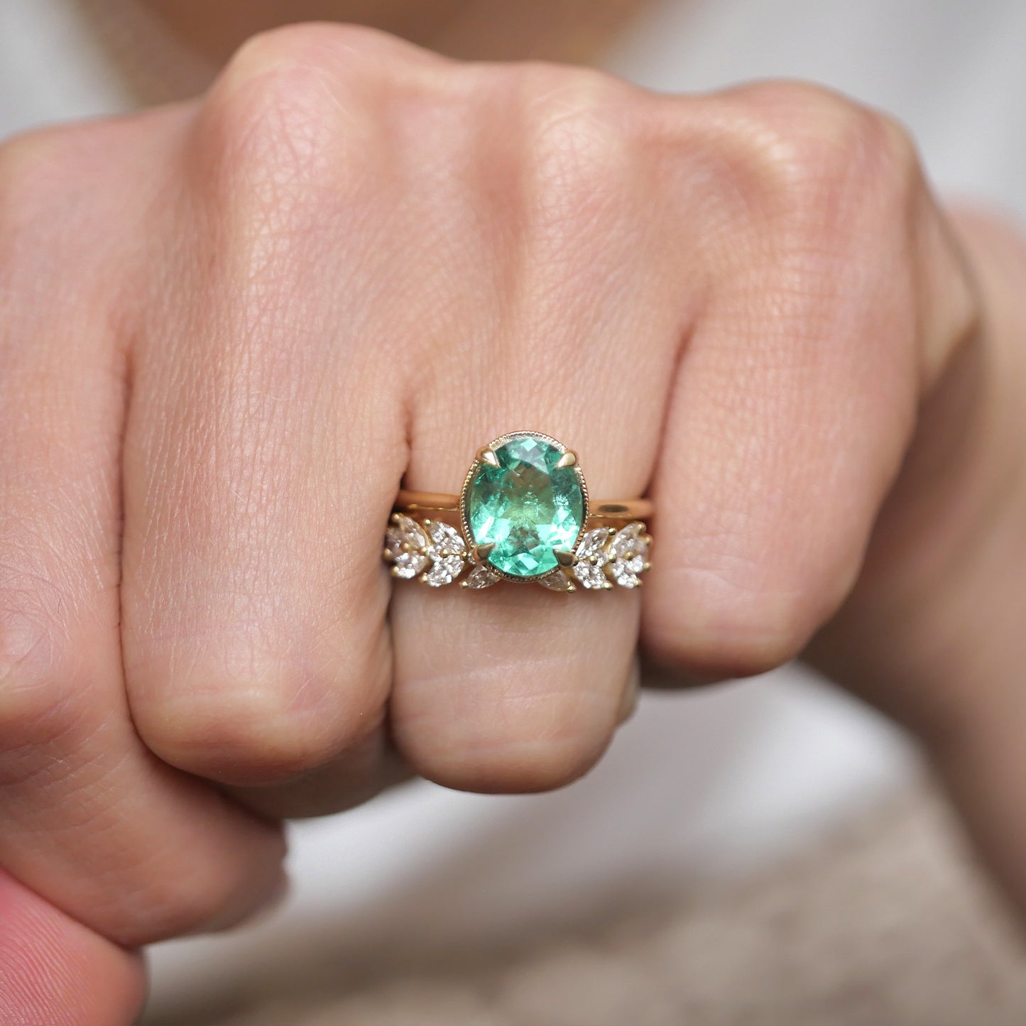 Mint Emerald Oval Solitaire