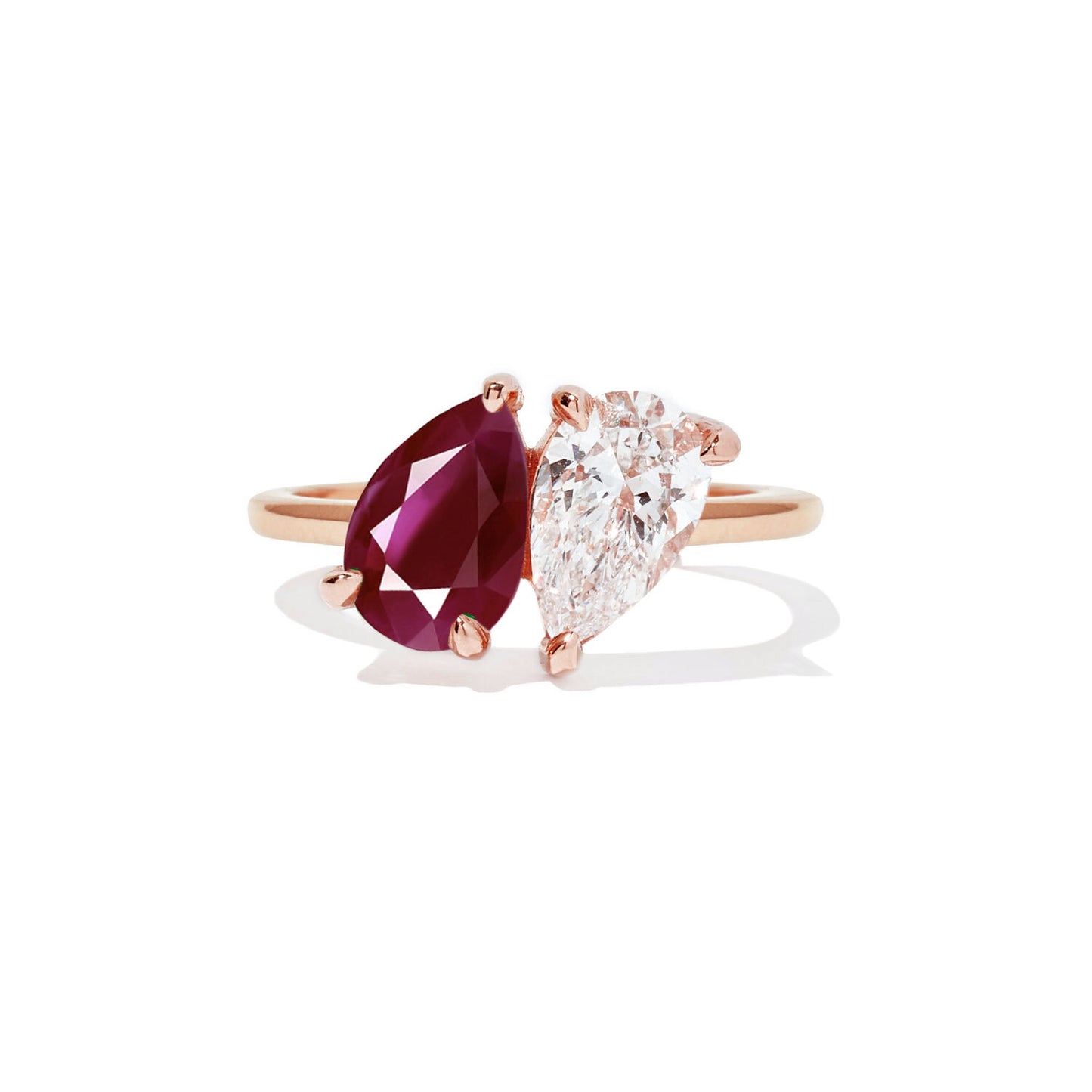 Pear Shaped Ruby & Diamond Toi et Moi Ring