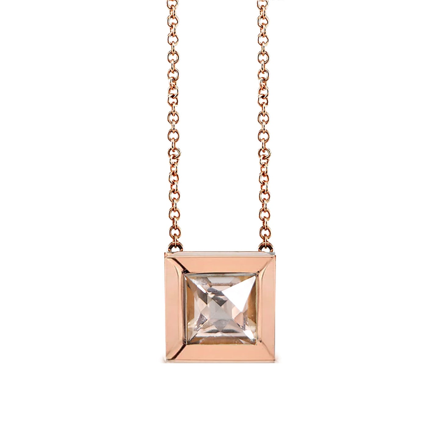 French Cut Morganite Pendulum Necklace