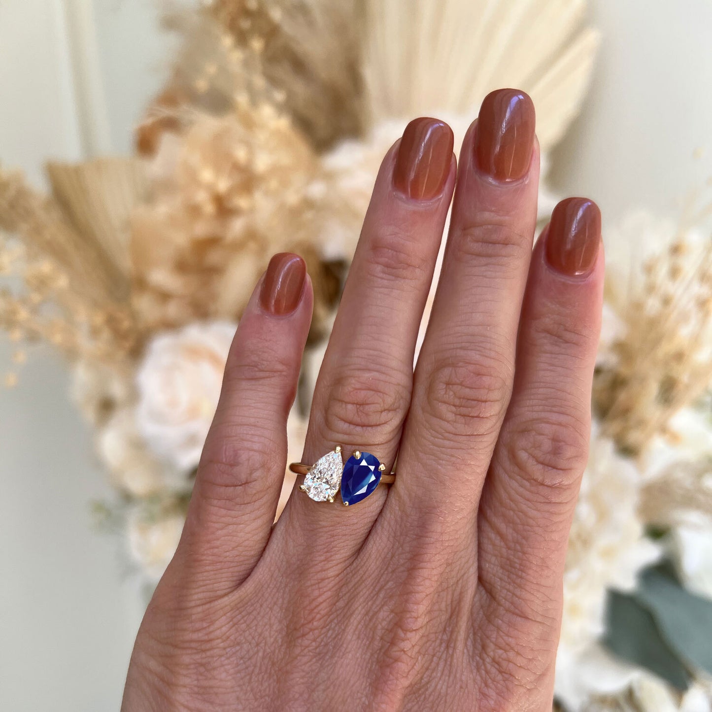Pear Shaped Sapphire & Diamond Toi et Moi Ring