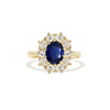 Sapphire & Old European Cut Diamond Cluster Ring