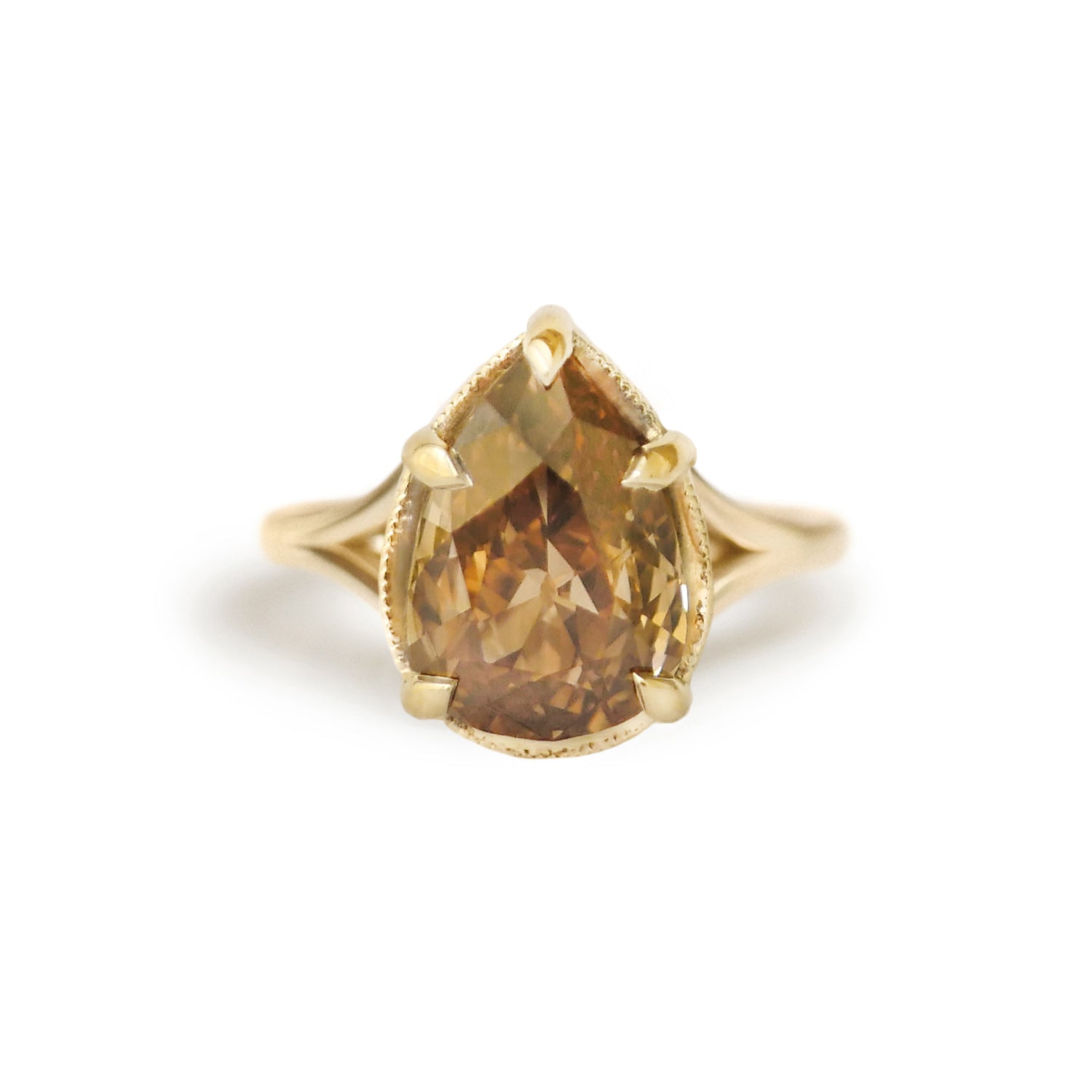 Split Shank Chocolate Pear Diamond Solitaire