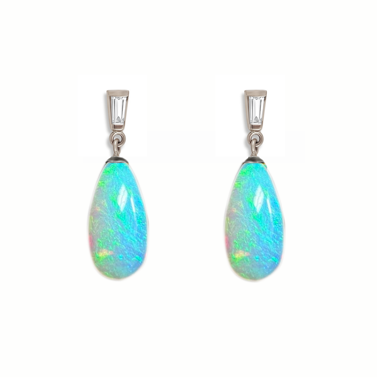 Ethiopian Opal Diamond Drop Earrings