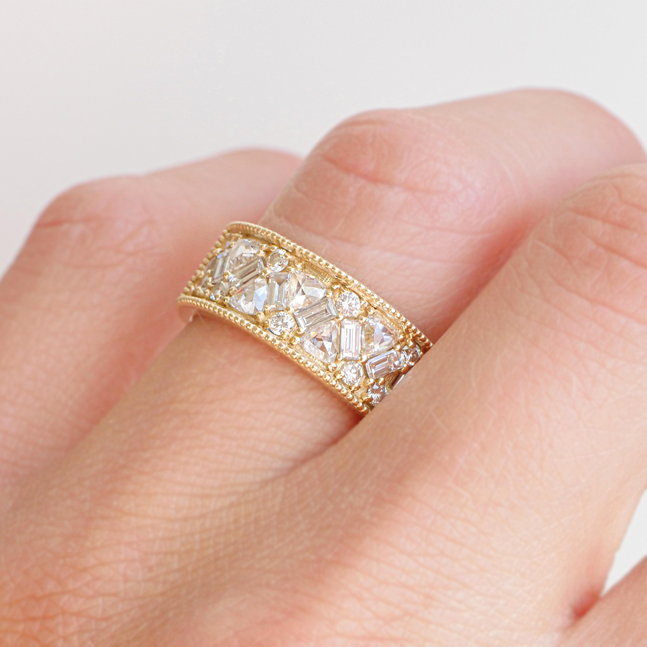 Rose Cut Trillion Diamond Ring