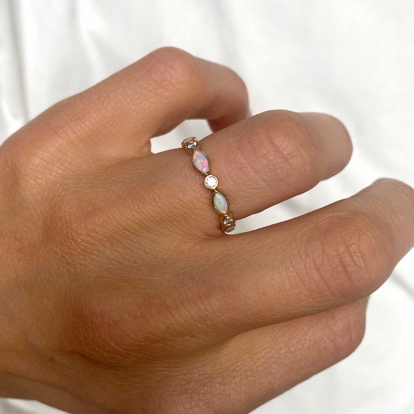 Marquise Opal & Diamond Ring