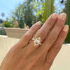 2.14 Carat Rose Cut Oval Diamond Shape Mosaic Ring