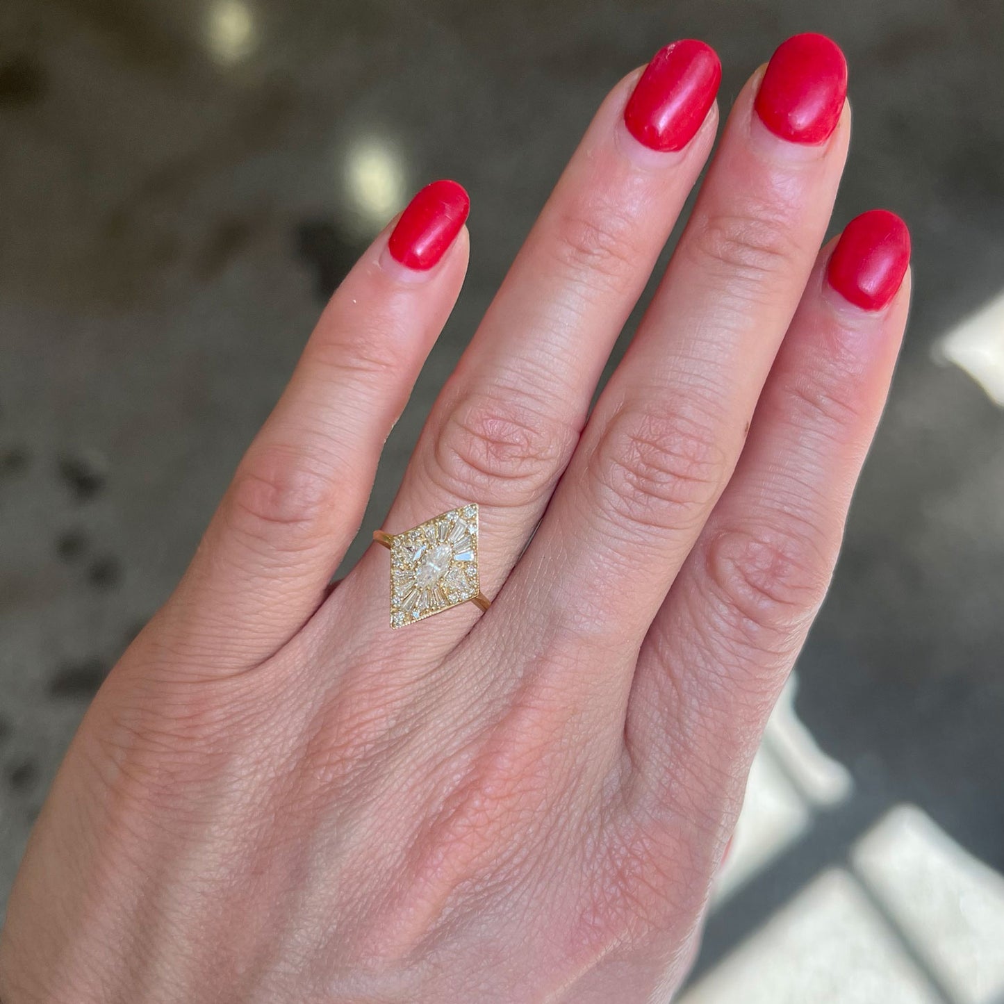 Mini Kite Shape Marquise Diamond Mosaic Ring