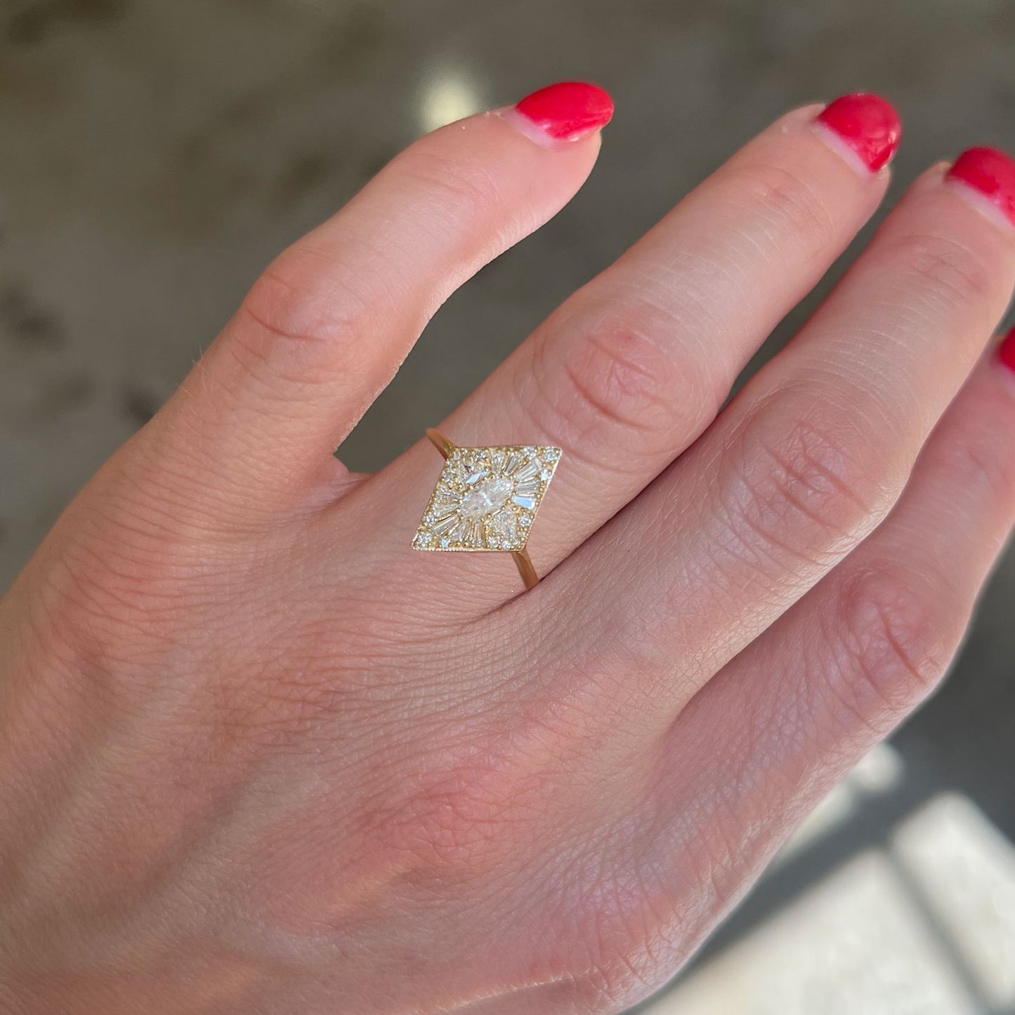 Mini Kite Shape Marquise Diamond Mosaic Ring