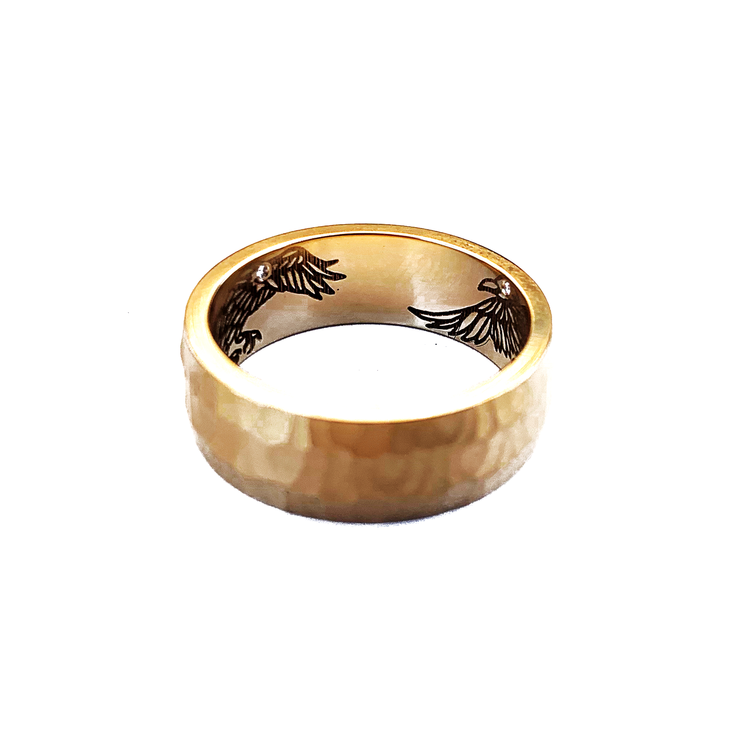 Hammered Satin Wedding Ring with Surprise Engraving