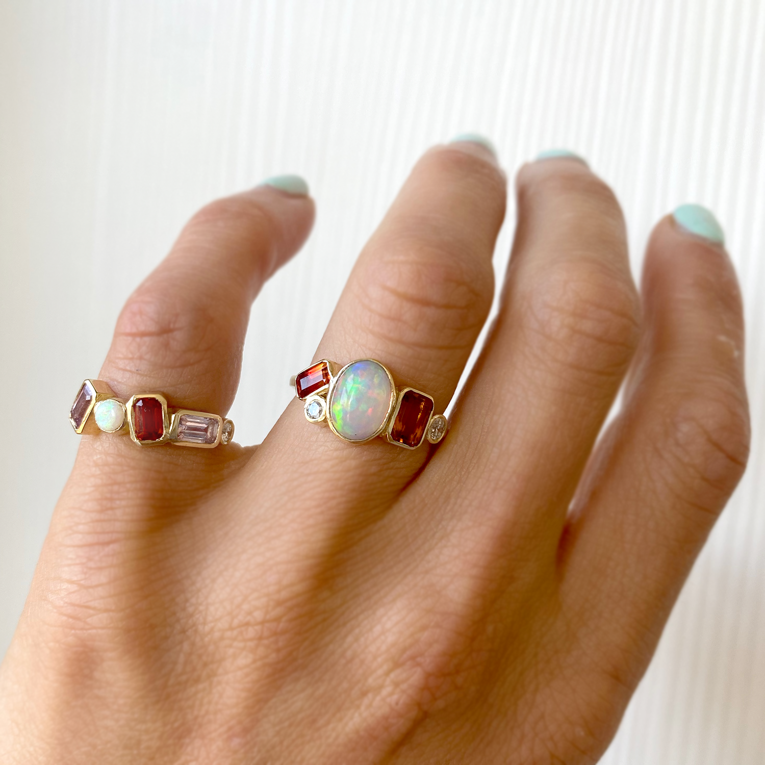 Opal, Sapphire, & Citrine Cluster Ring