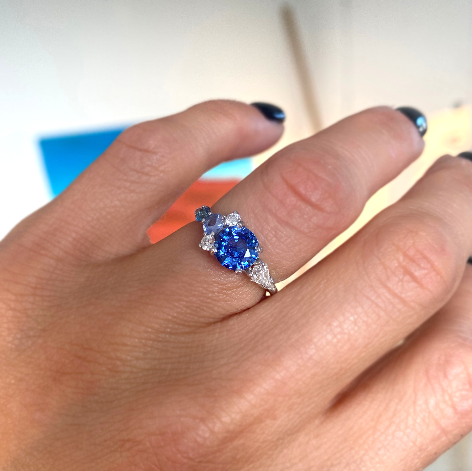 Royal Blue Sapphire Chain Ring – YI COLLECTION