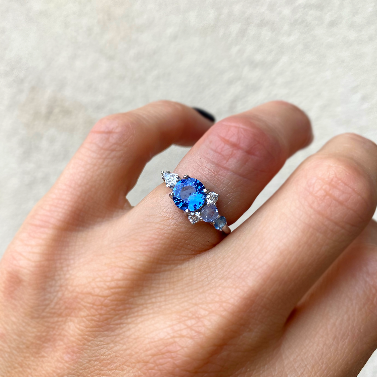 Round Blue Sapphire Engagement Ring Berlinger Jewelry