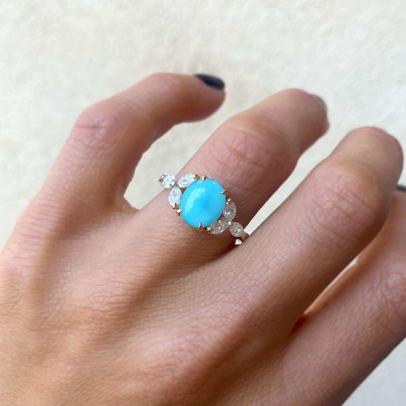 Turquoise & Marquise Diamond Ring