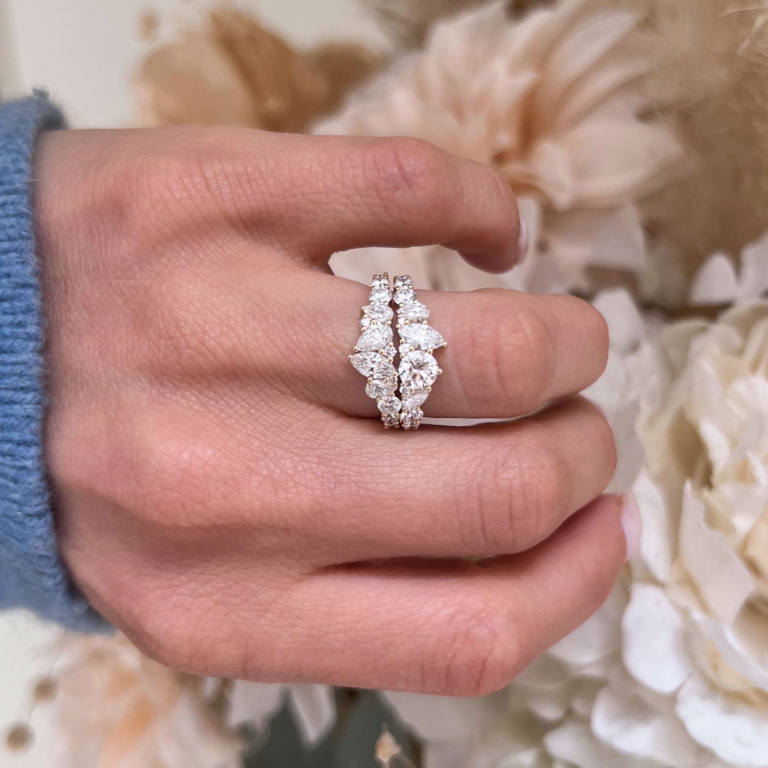 The Marquise & Round Firework Diamond Mosaic Band is a perfect blend of modern and classic elements, designed to captivate and shine in any setting.