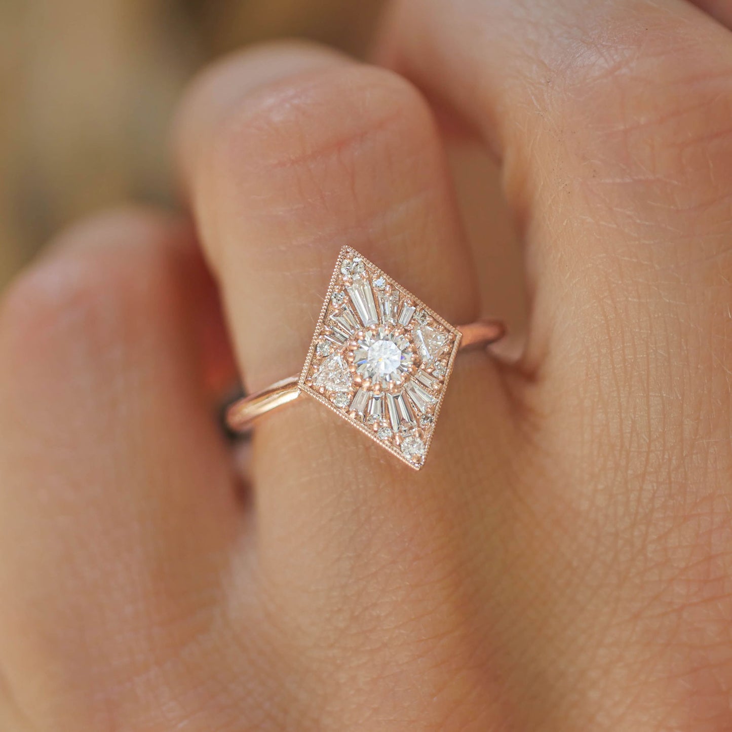 Mini Kite Shape Round Brilliant Cut Diamond Mosaic Ring