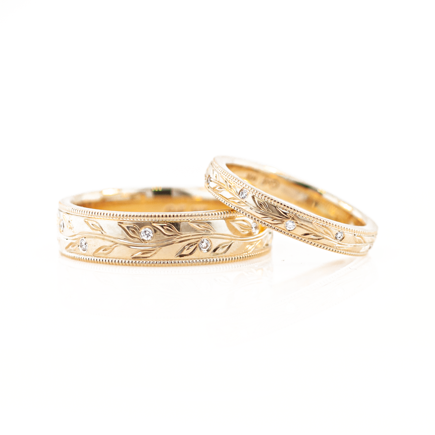 Diamond Olive Branch Couples Wedding Ring Set