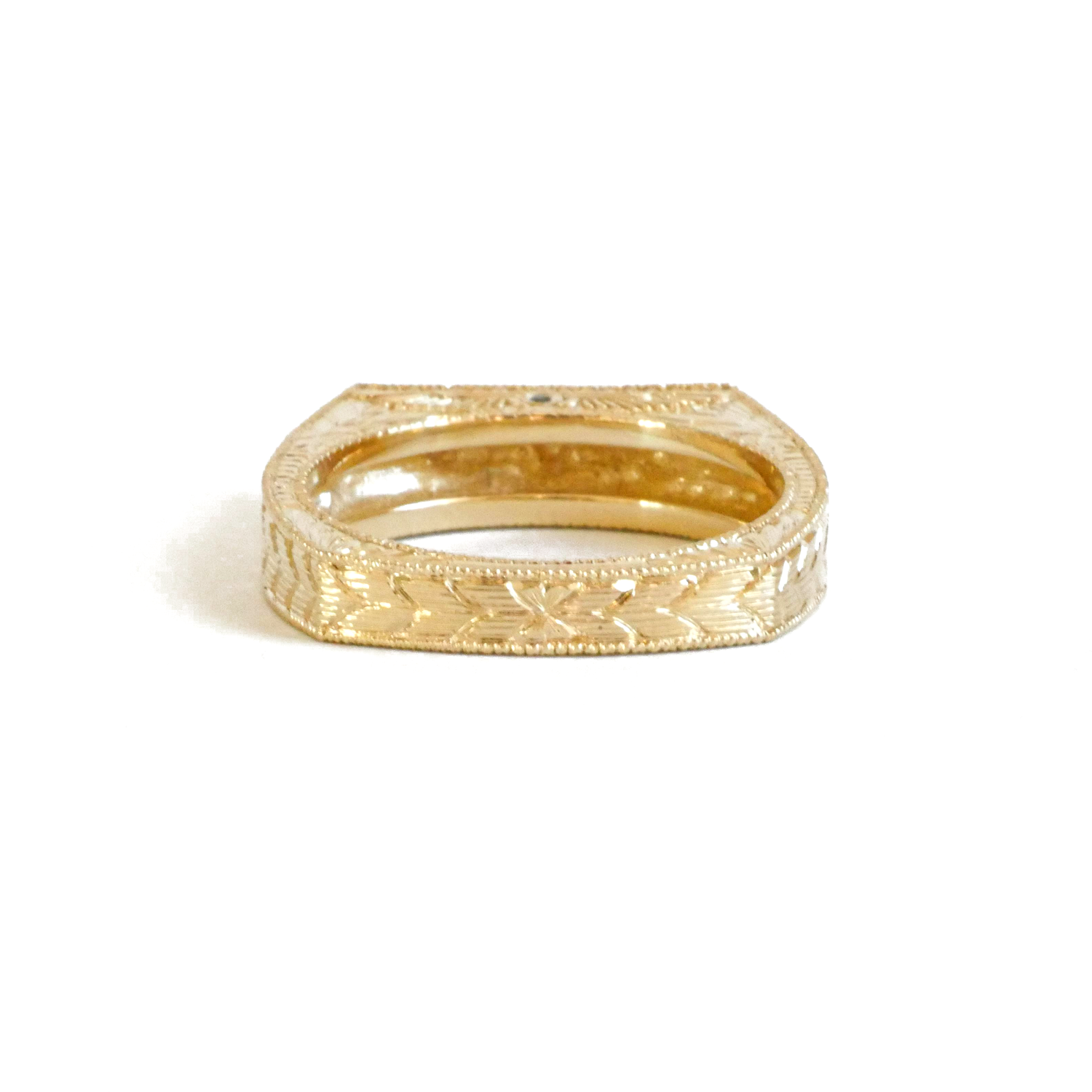 Art Deco Men's Eagle Engraved Gold Ring