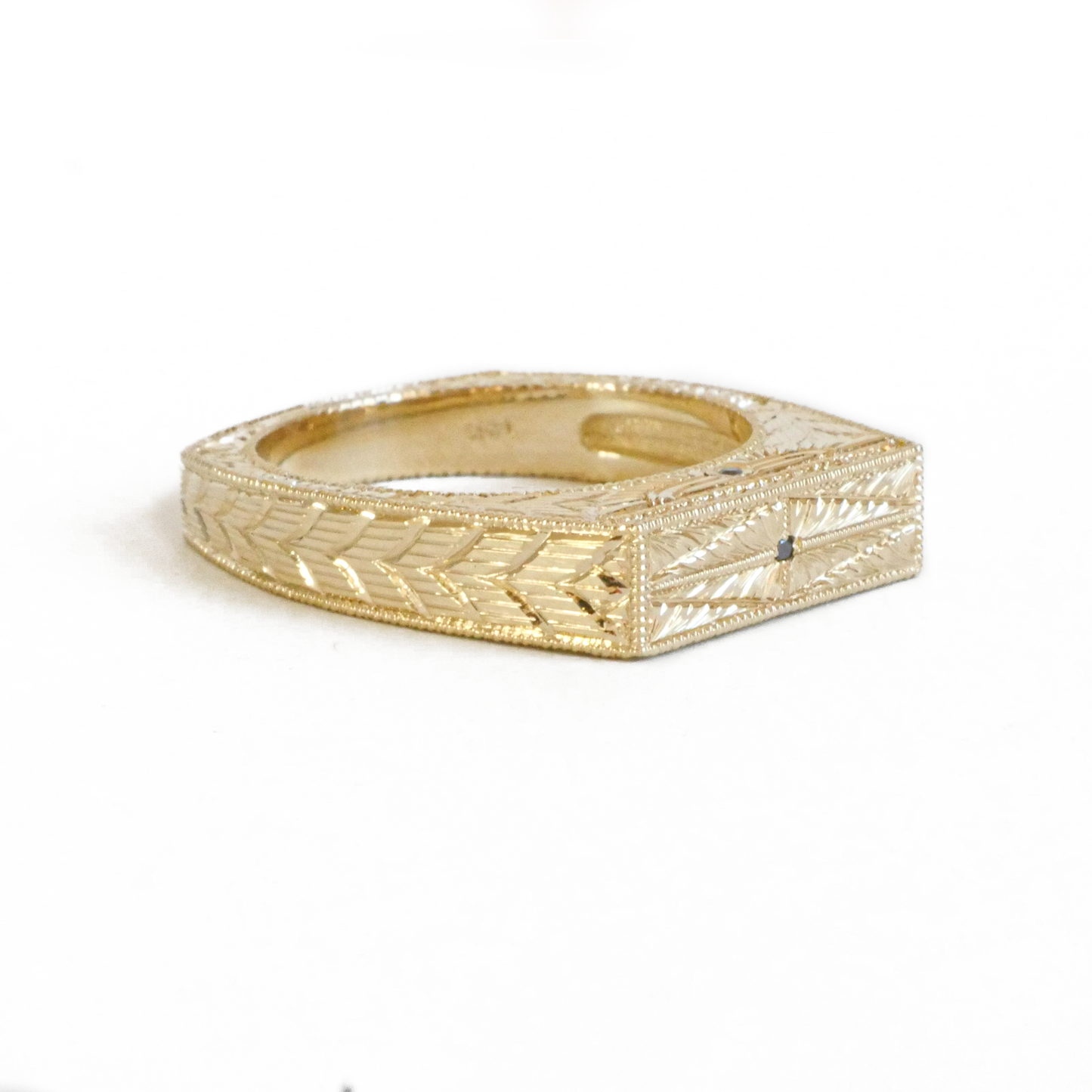 Art Deco Men's Eagle Engraved Gold Ring