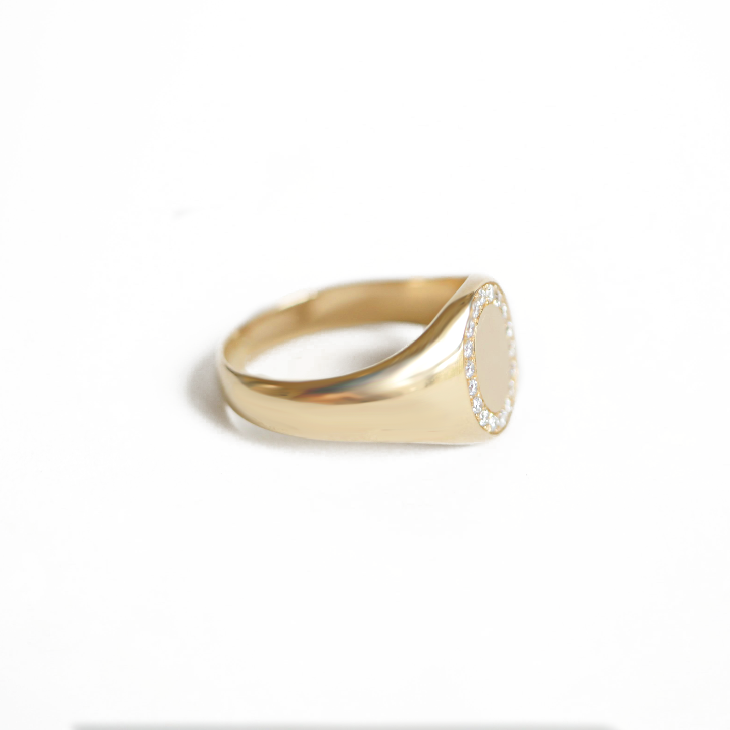 Gold Pavé Diamond Signet Ring