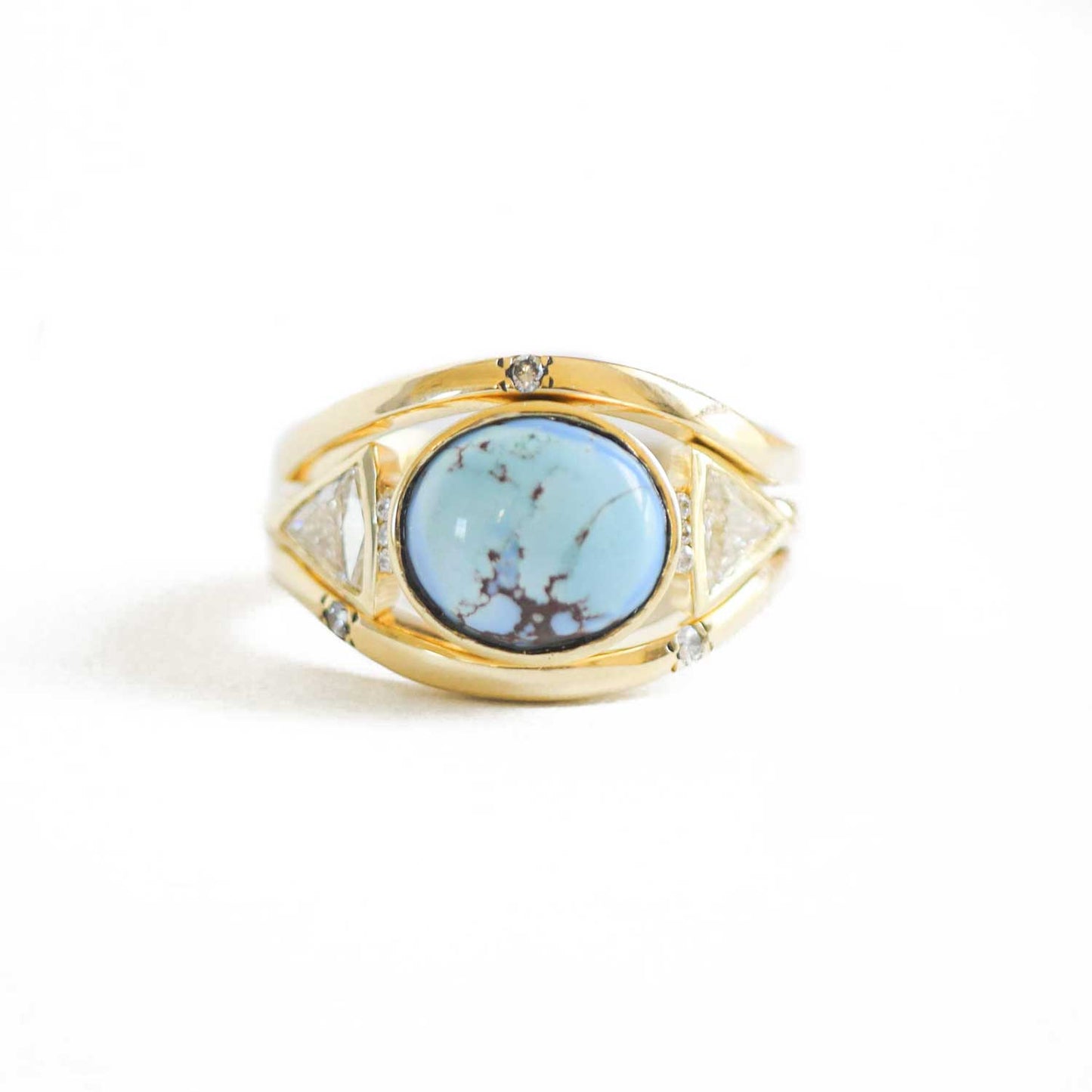 Turquoise & Diamond Stacking Ring Set