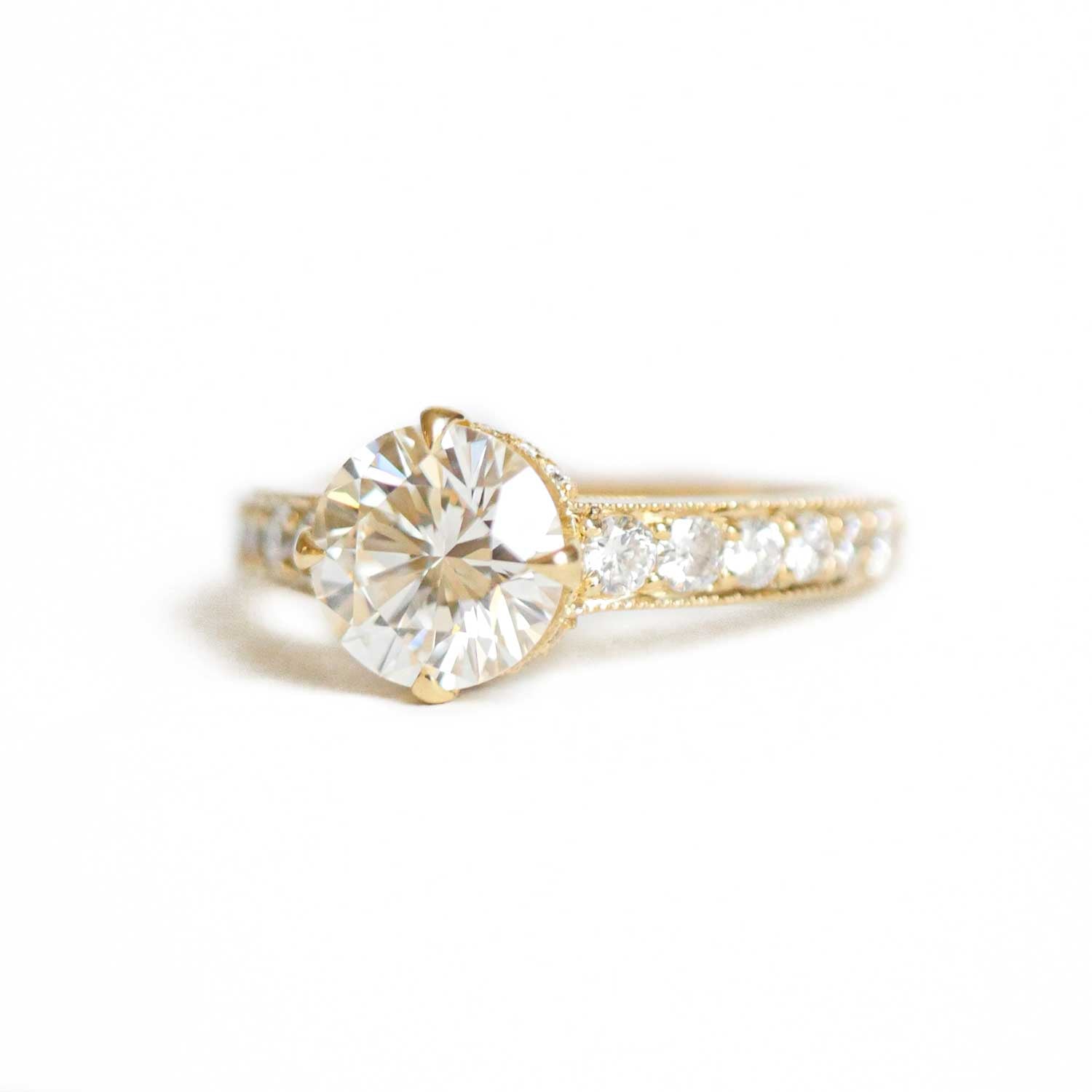 Round Brilliant Pavé Surprise Diamond Engagement Ring