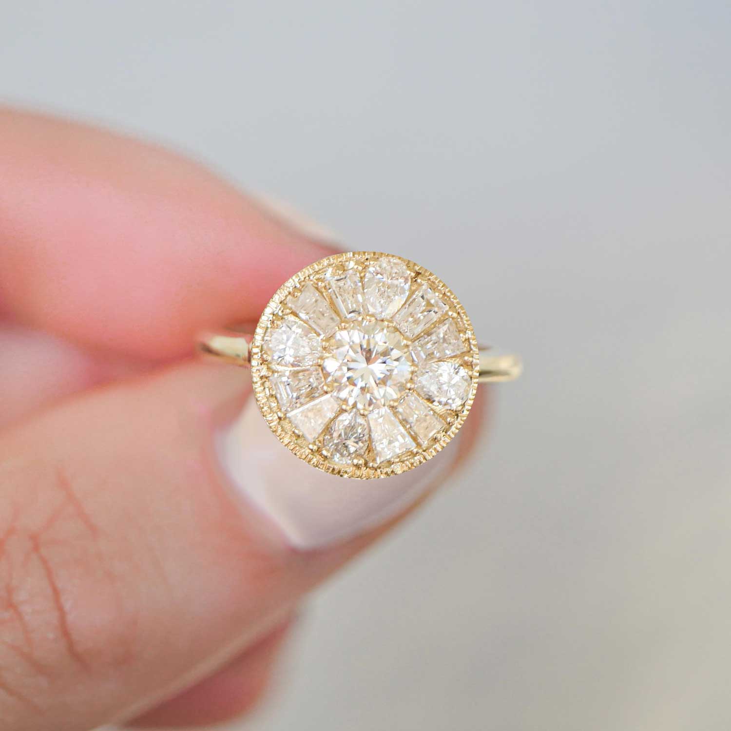 Pear & Round Brilliant Cut Diamond Mosaic Ring