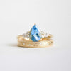 Aquamarine, Pear, and Round Diamond Engagement Ring