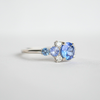 Round Blue Sapphire & Diamond Cluster Mosaic Engagement Ring
