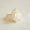 Elongated Hexagon Emerald Ballerina Diamond Mosaic Ring