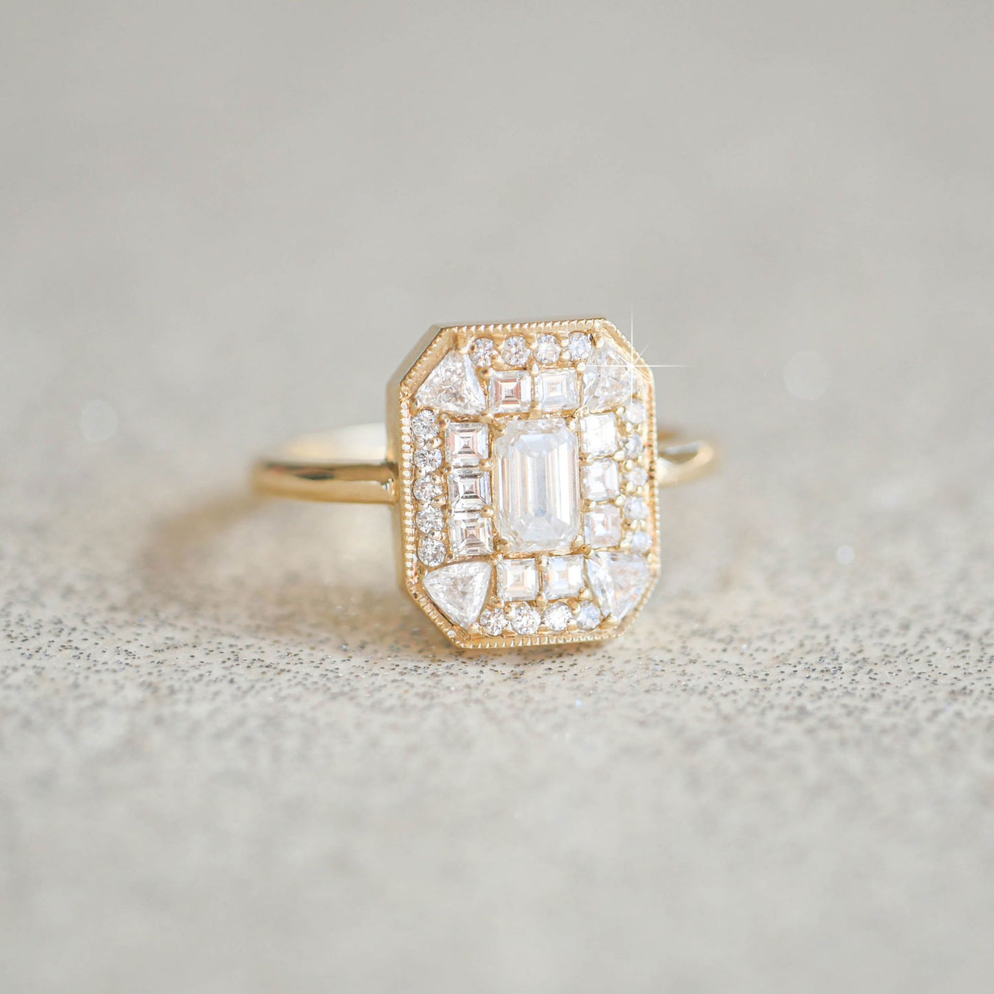 Emerald Cut Diamond Mosaic Ring