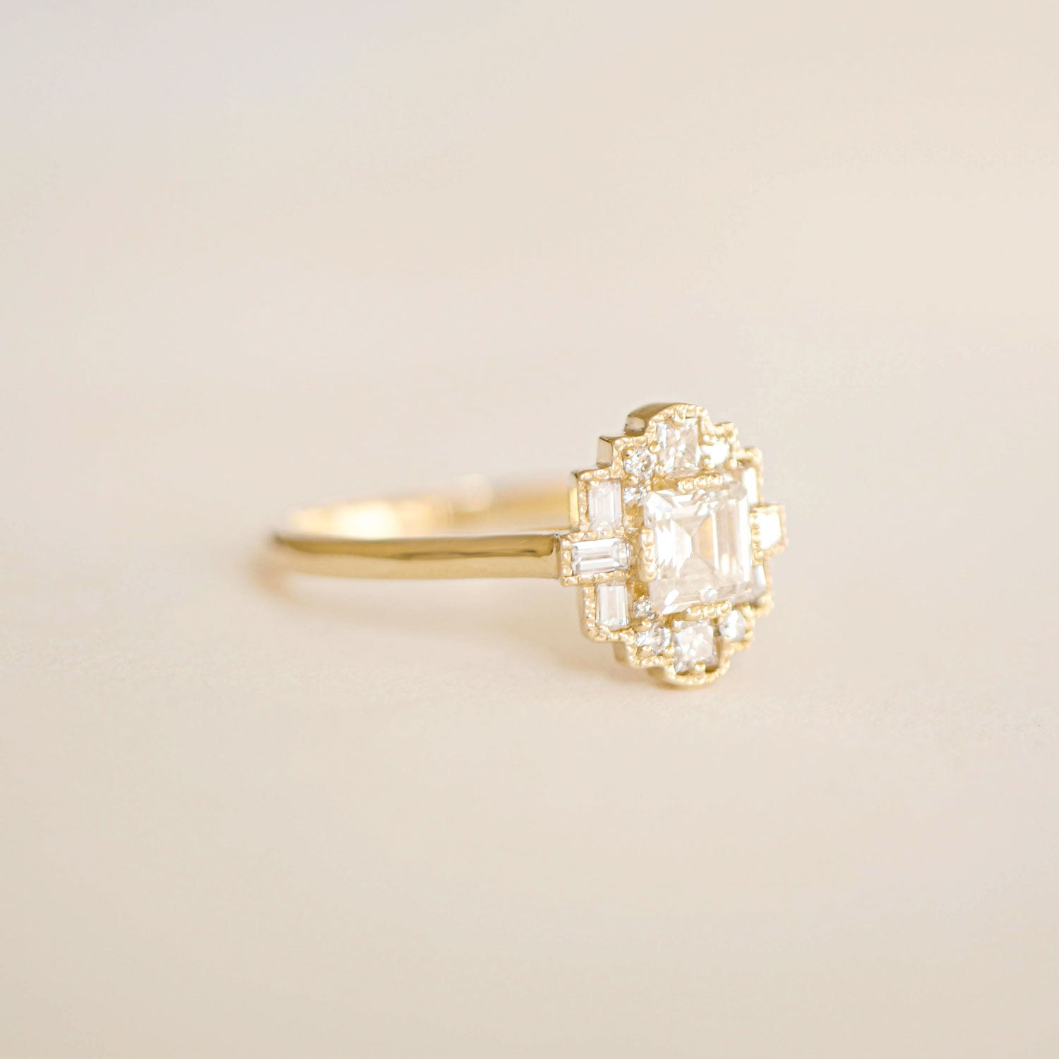 Asscher Diamond Art Deco Engagement Ring Berlinger Jewelry