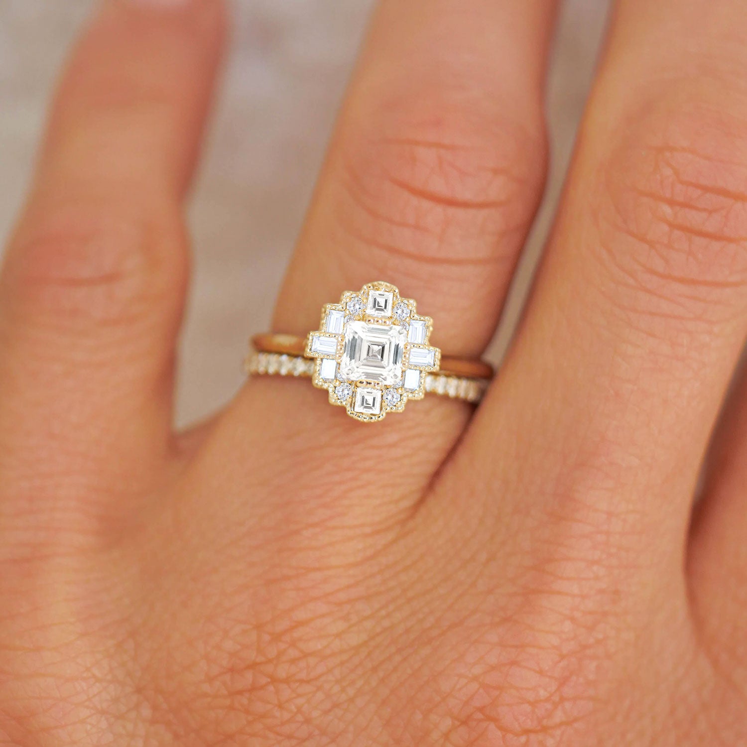 Berlinger Jewelry Men's Asscher Cut Diamond Engagement Ring