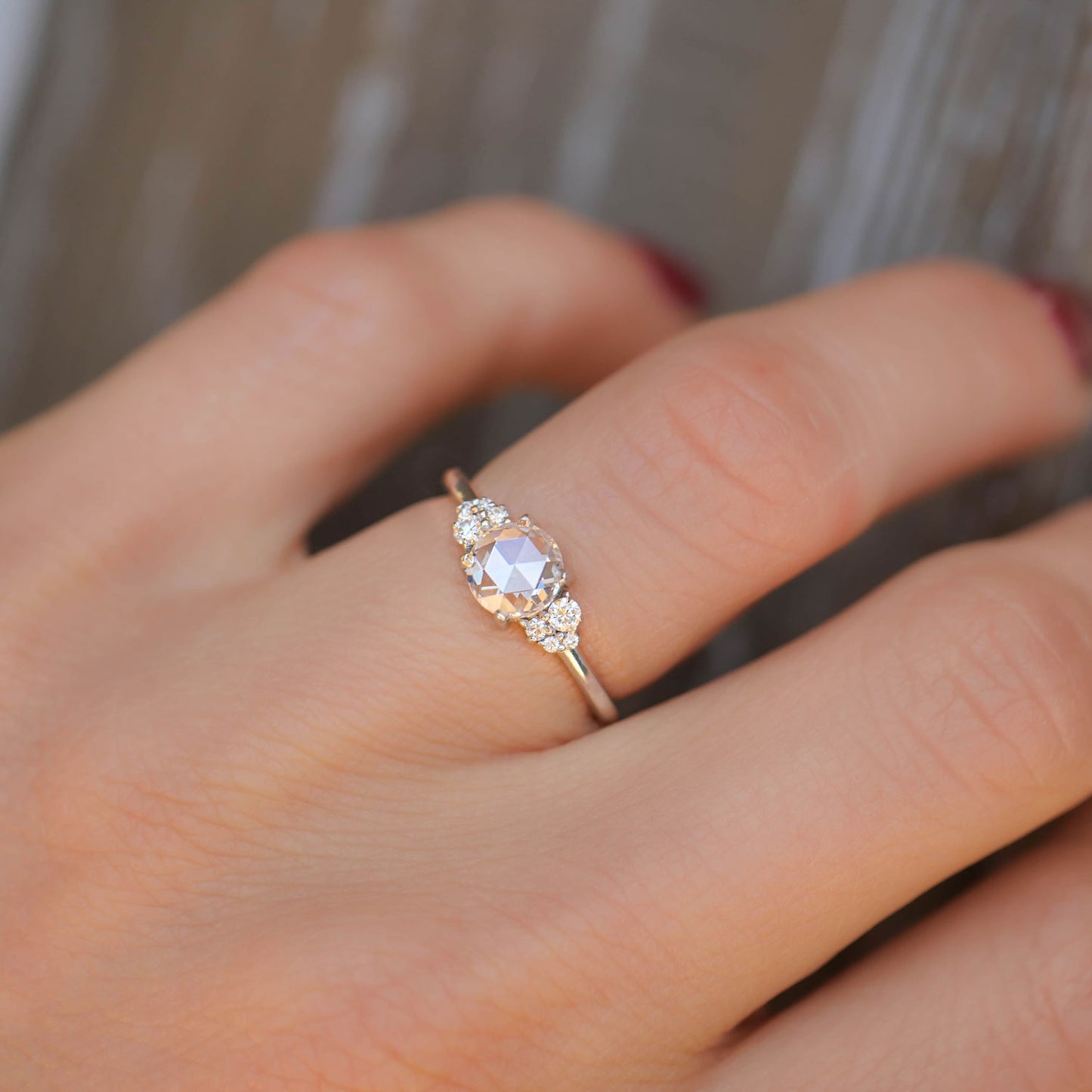 Rose Cut Diamond Cluster Engagement Ring