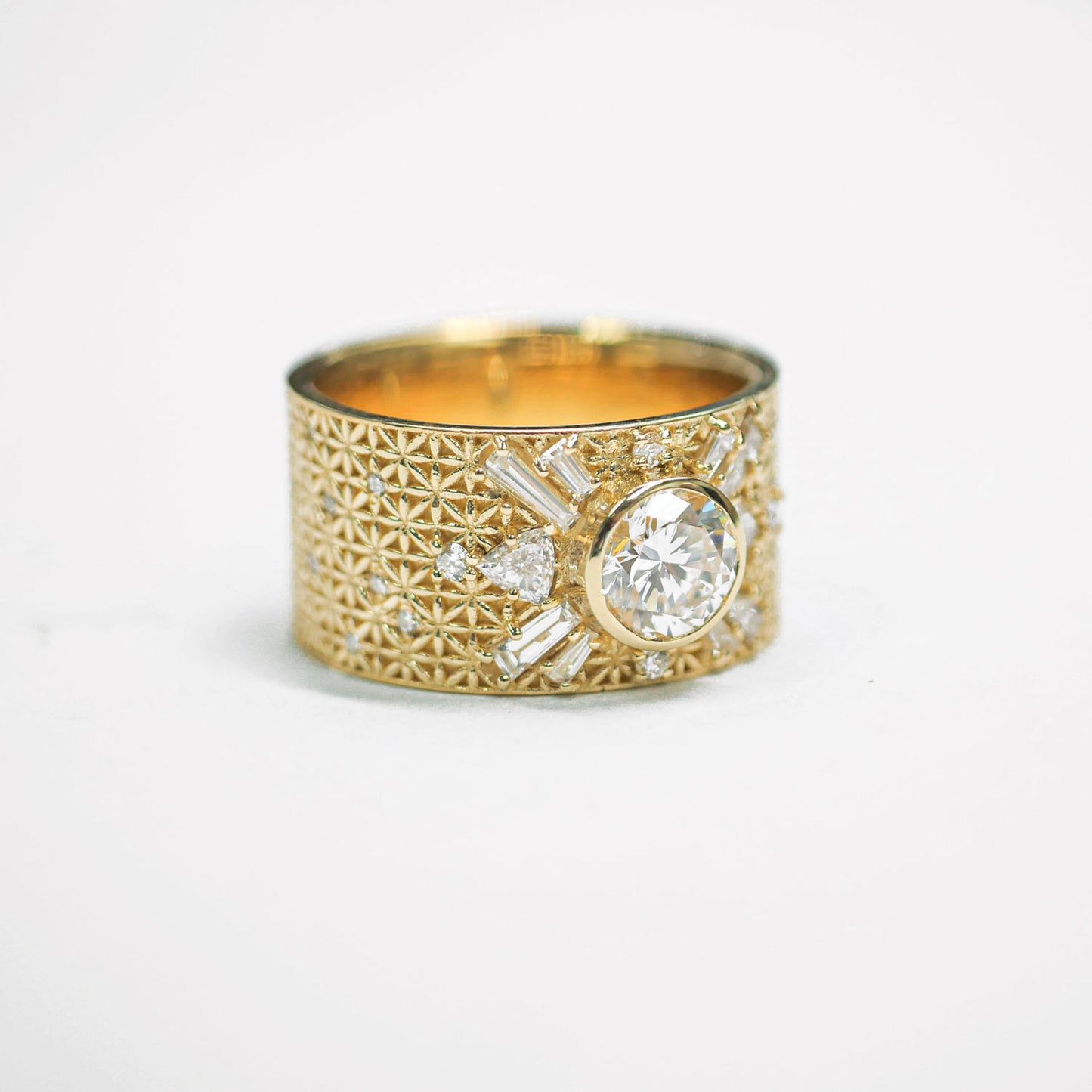 Heirloom Diamond Wide Antique Star Sunburst Ring