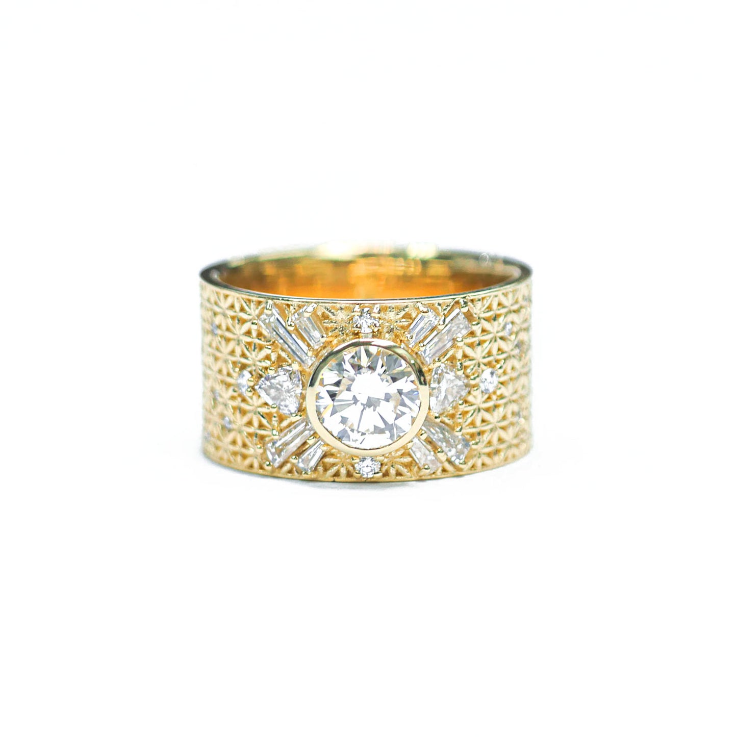 Heirloom Diamond Wide Antique Star Sunburst Ring