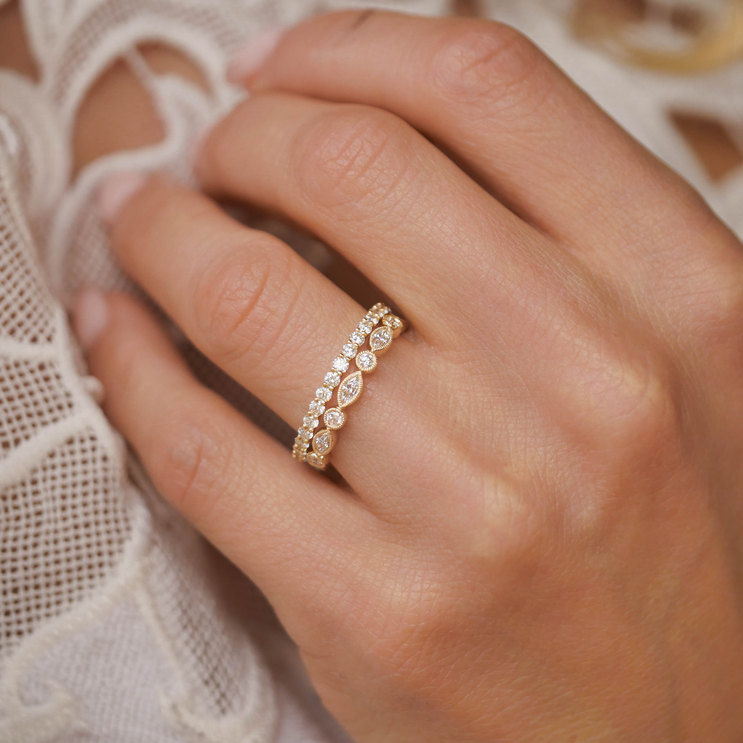 Marquise & Round Eternity Diamond Wedding Ring