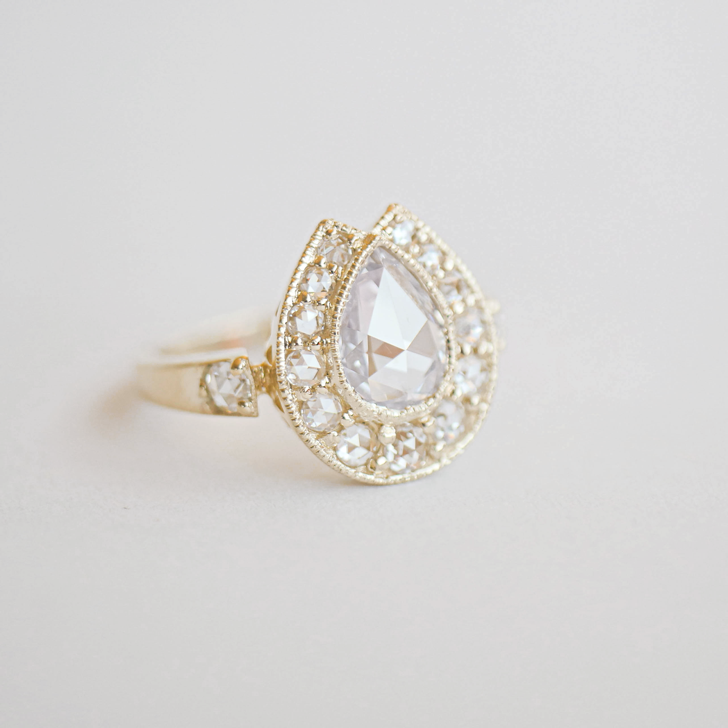 Rose Cut Diamond Horseshoe Ring