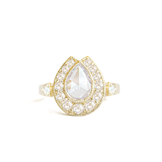 Custom Rose Cut Diamond Horseshoe Ring