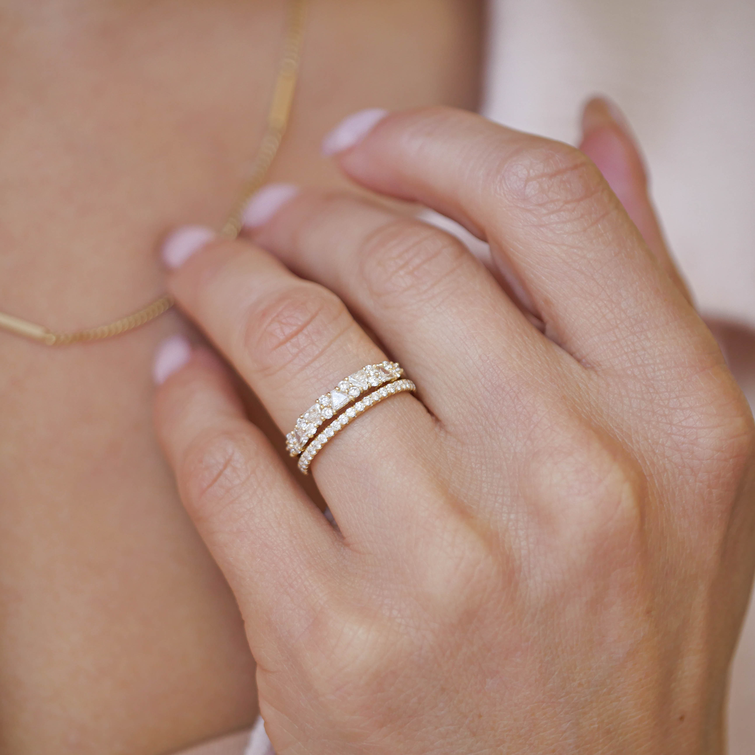 Wedding Band Trillion Diamond Ring Set Trillion Round Unique