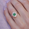 Custom Deco Asscher Diamond Mosaic Ring with Emerald