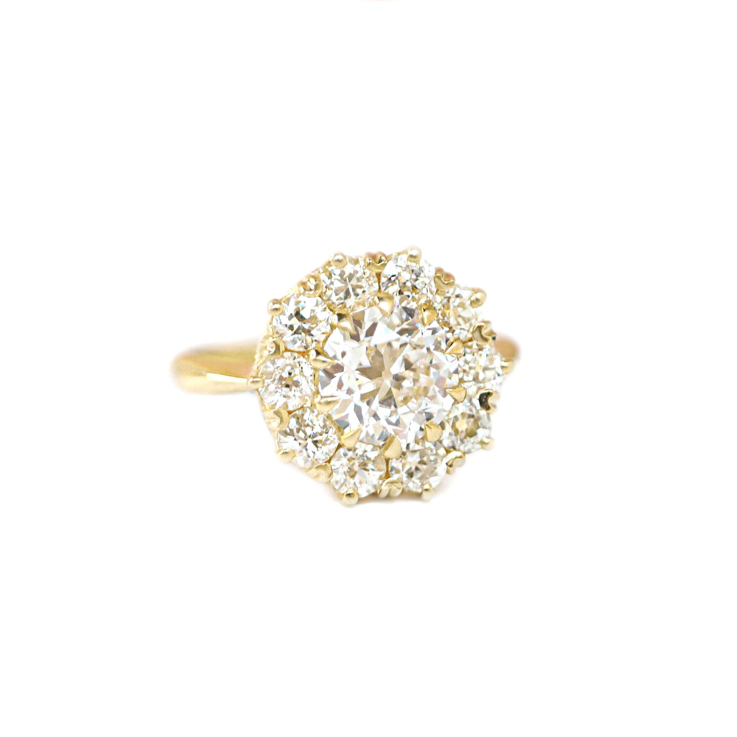 Old European Cut Diamond Cluster Ring (Lab Created Center)