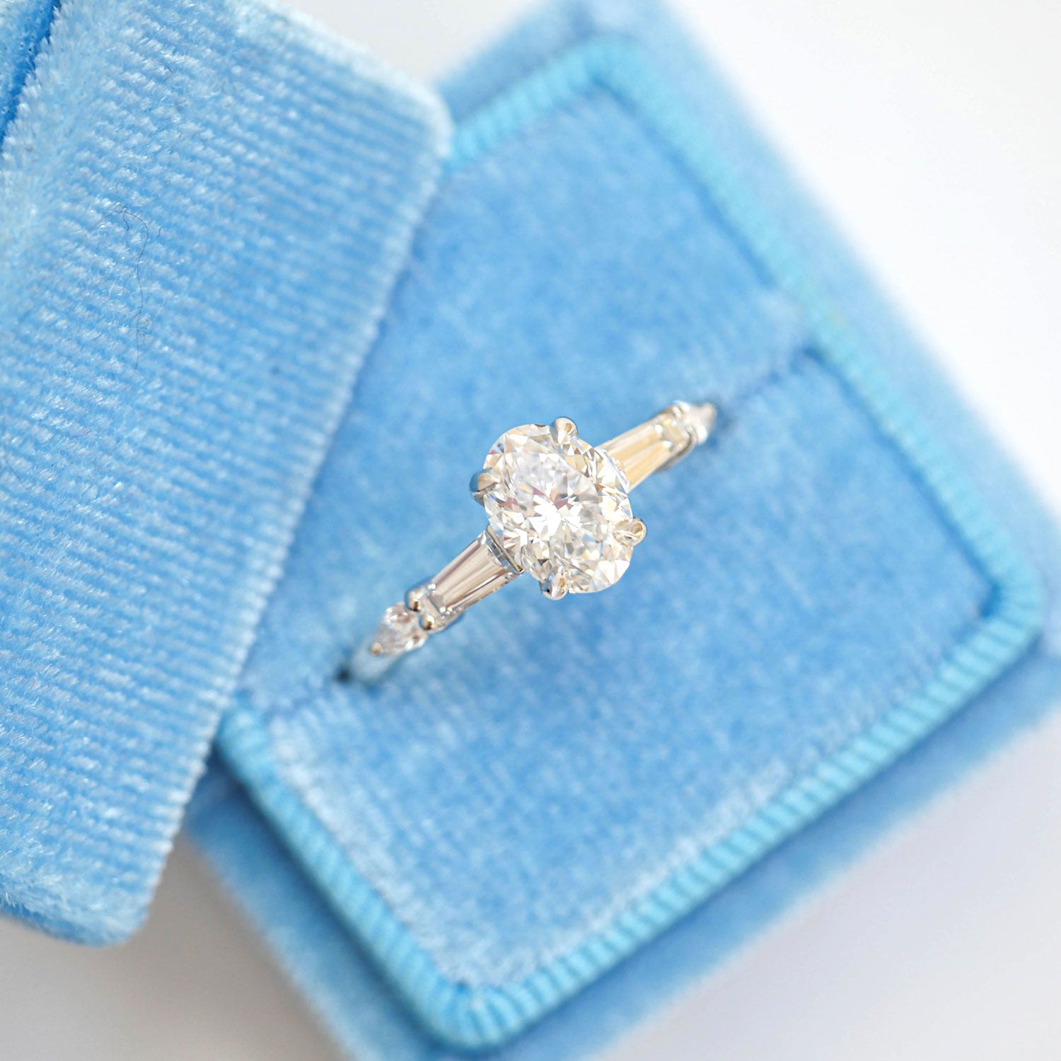 Oval Baguette & Pear Diamond Engagement Ring | Berlinger Jewelry