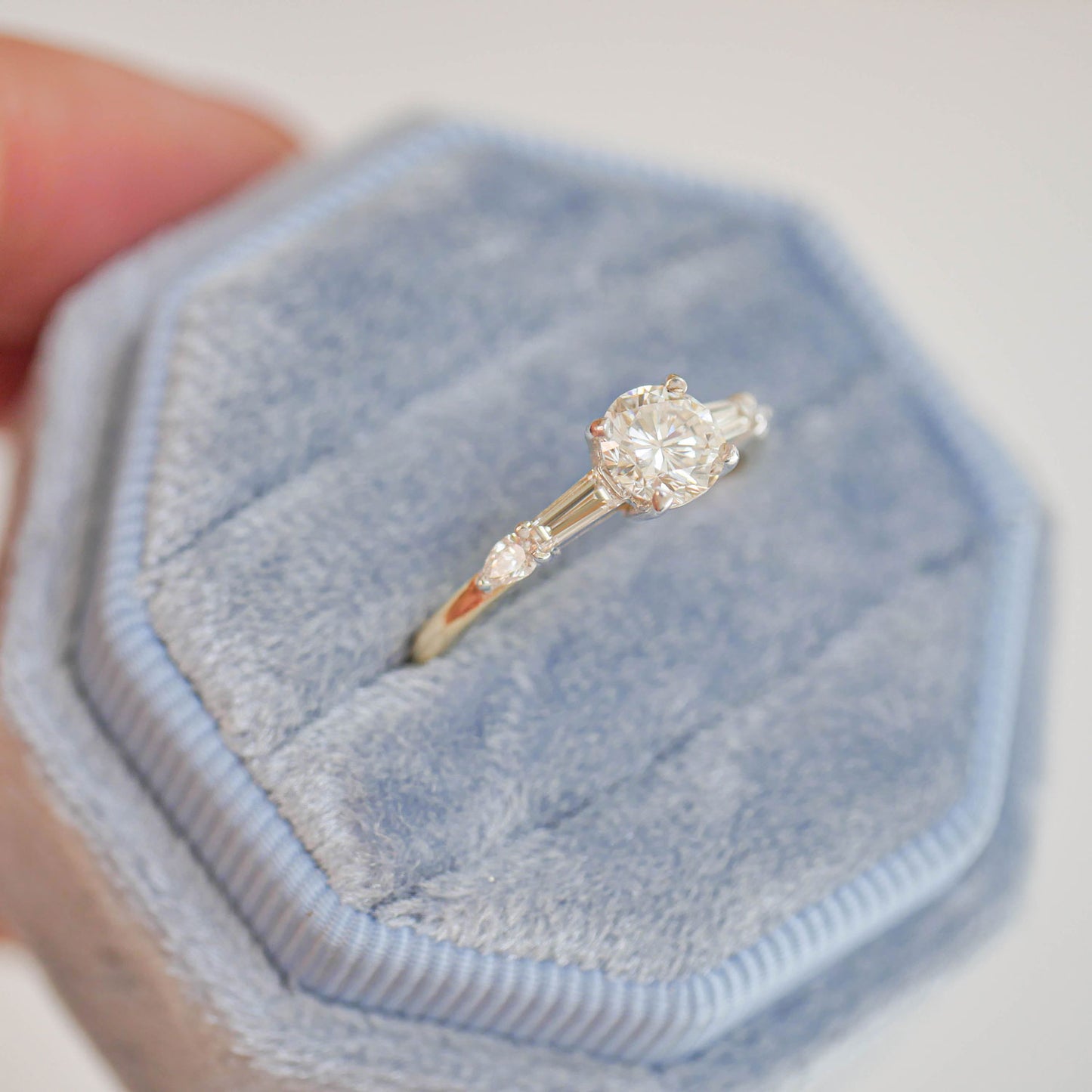 Round Baguette & Pear Diamond Ring