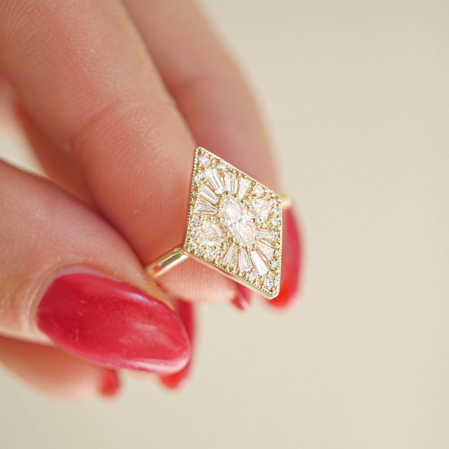 Mini Kite Shape Marquise Diamond Mosaic Ring