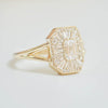 Split Shank Emerald Ballerina Diamond Mosaic Ring