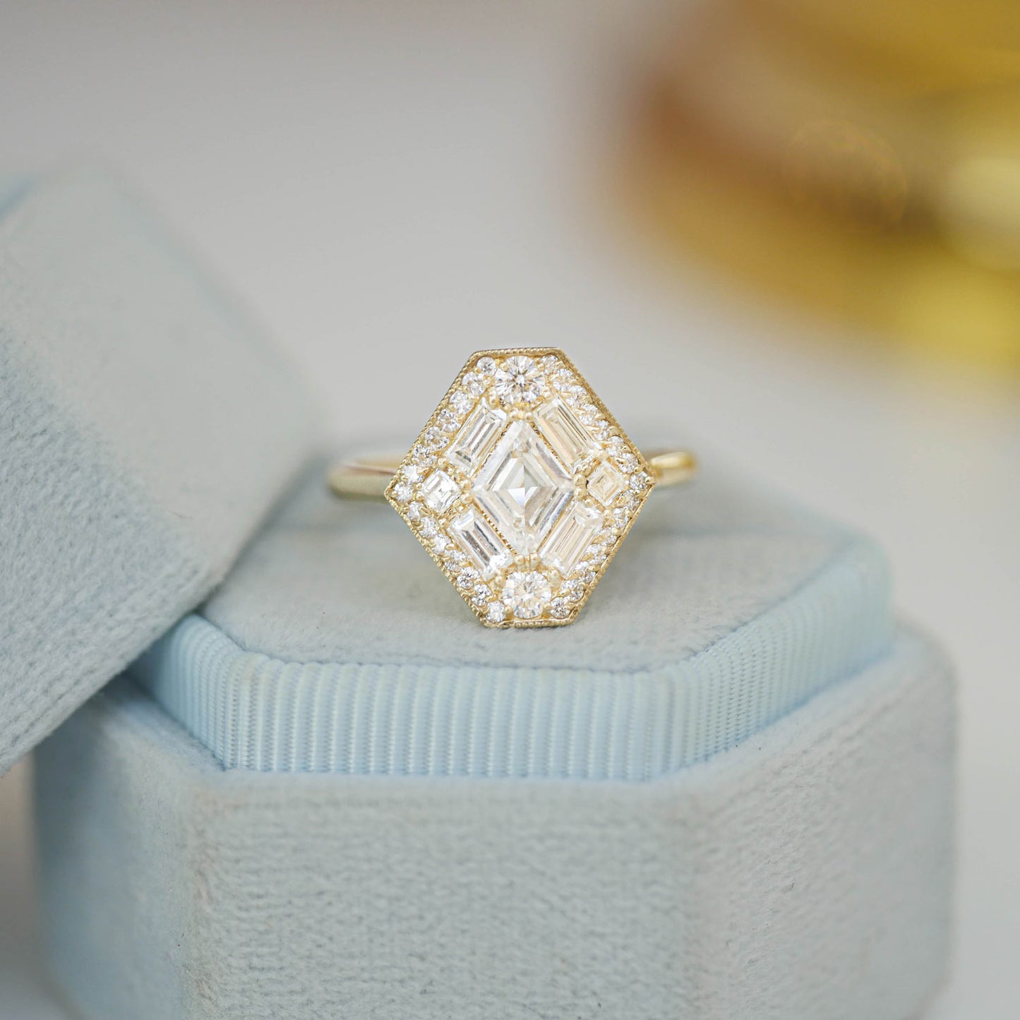Lozenge Shape Diamond Mosaic Ring
