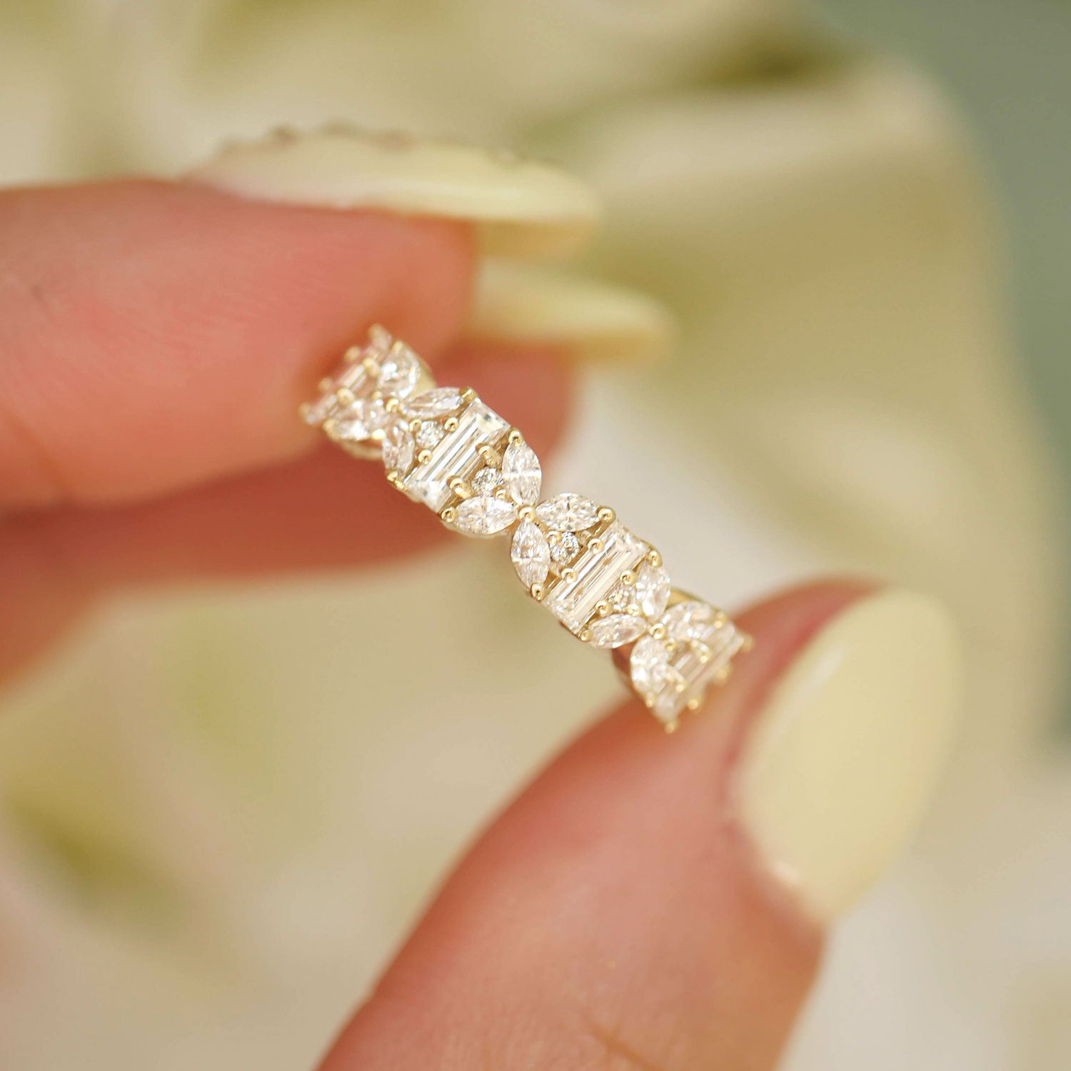 Eternity Diamond & Baguette Diamond Ring | Berlinger Jewelry 14K Yellow Gold / 7.5 | Female by Berlinger Jewelry