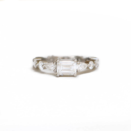 Custom 1.00 Carat East West Emerald Cut Mosaic Diamond Ring
