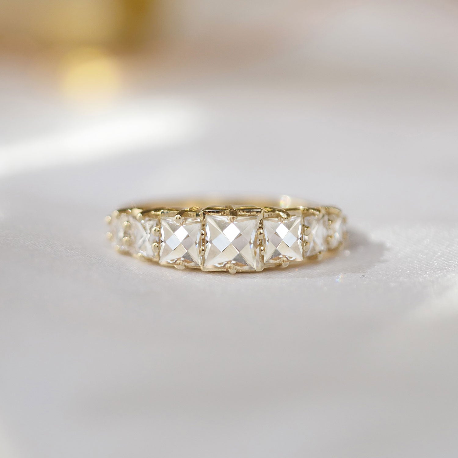 French Cut Diamond Line Ring
